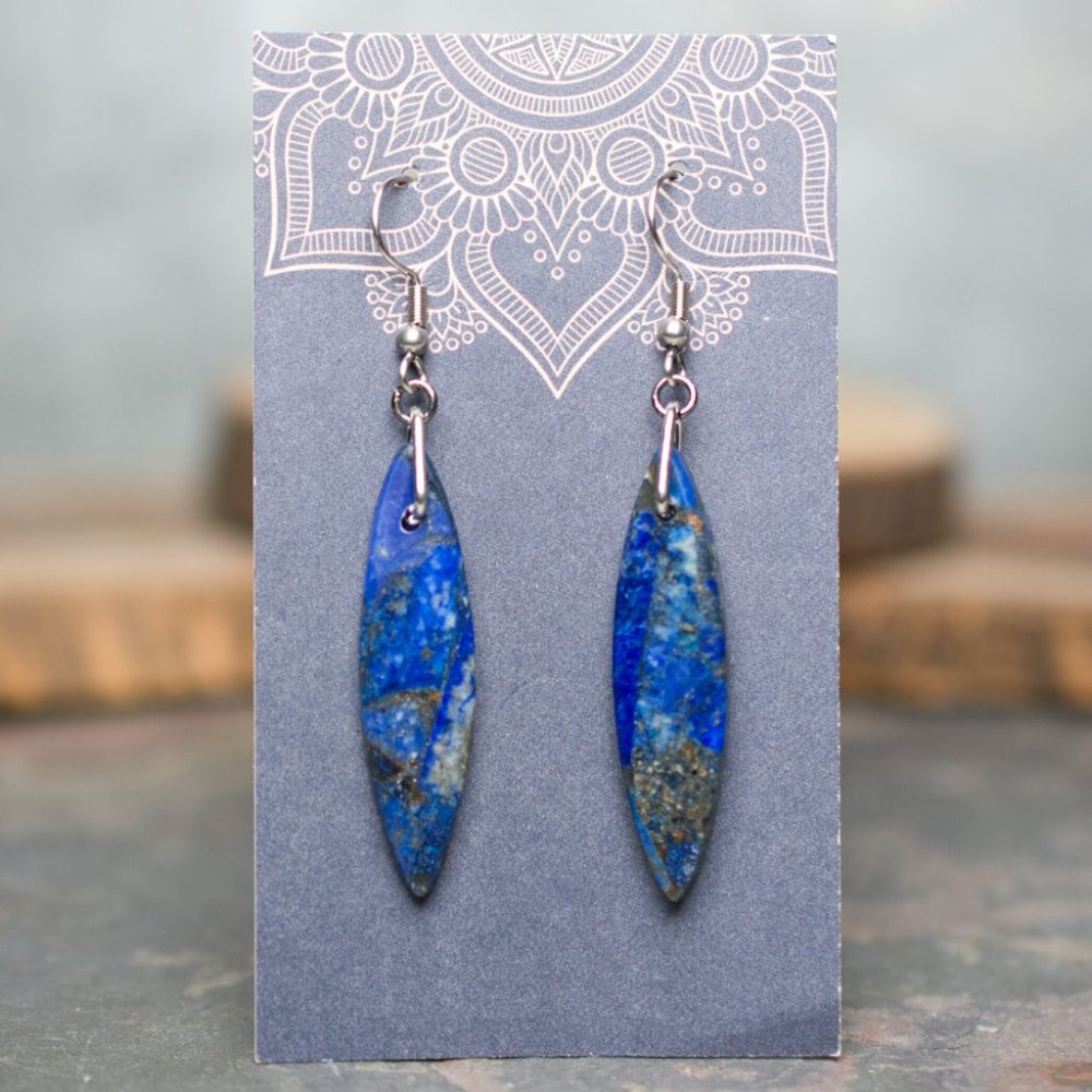 Lapis Lazuli Oval Dangle Earrings – C
